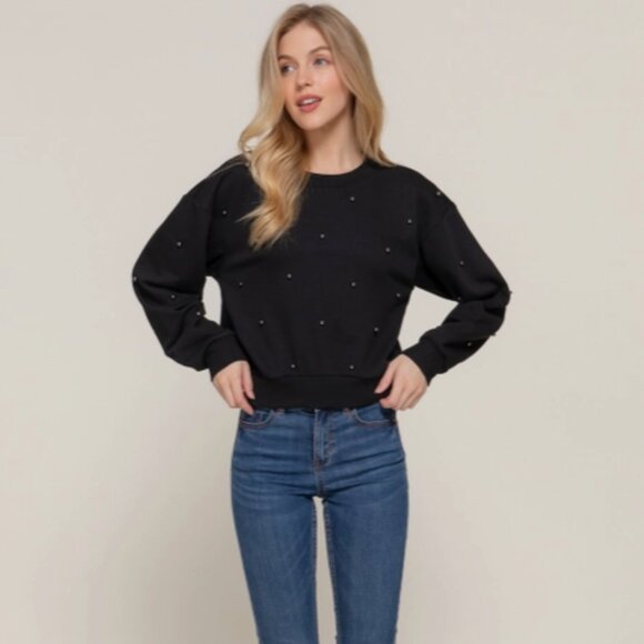 Pearl Studded Sweatshirt - Picture 1 of 5